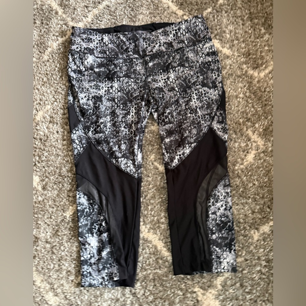 Avia Black Athletic Leggings with Subtle White Logo